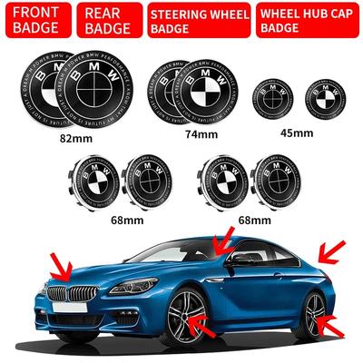 7 шт. 45 мм 68 мм 74 мм 82 мм Эмблема на передний капот автомобиля, значок задней крышки багажника, рулевое колесо для M F30 E36 E39 E87 E46 E90 E92 E53 E94