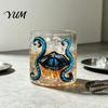 Durable Dishwasher Safe Glass Octopus Tentacle Whiskey Cup, Hand-Painted Devil Eye Drinking Creative Gothic Style Drinkware High Borosilicate