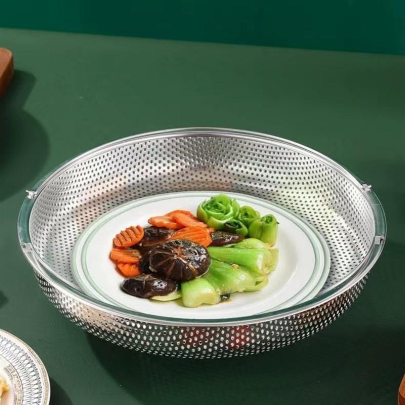 Dualswish Многофункциональная пароварка из нержавеющей стали для дома, многофункциональная дренажная корзина с ручкой, пароварка с мелкой сеткой MIT