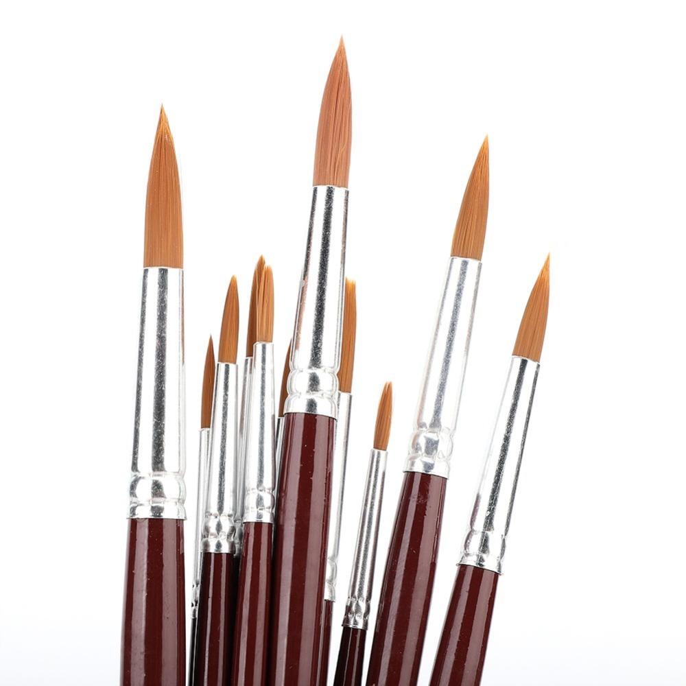 12PCS Round & Flat Head Nylon Hair Brushes Oil Painting Brushes Oil Painting