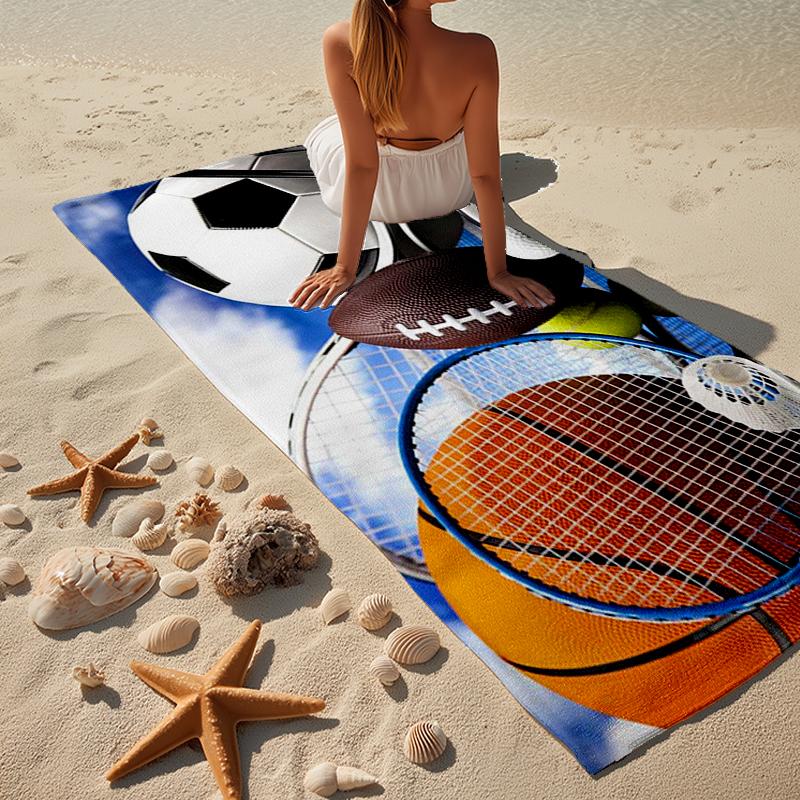 Sports Equipment Collection Beach Towel, Super Soft Microfiber, Gift for Her/Him, Birthday, for Pool, Beach, Travel, Home Decor Fan gifts