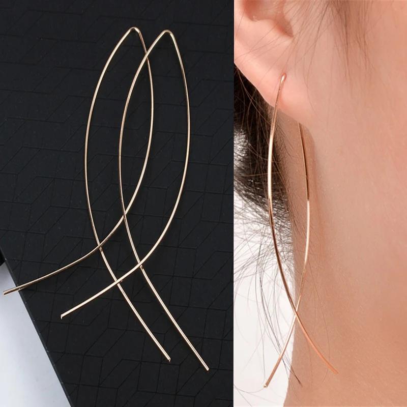 Matte Golden Minimalist Metal Style Glossy Geometric Earrings for Women Fashionable Personalized Daily Accessory Party Jewelry