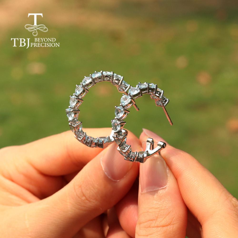 Модный вид Сердце 4 мм Серебряные серьги-кольца натуральный гранат небесно-голубой топаз романтические украшения подарок серебро 925 пробы для женщин