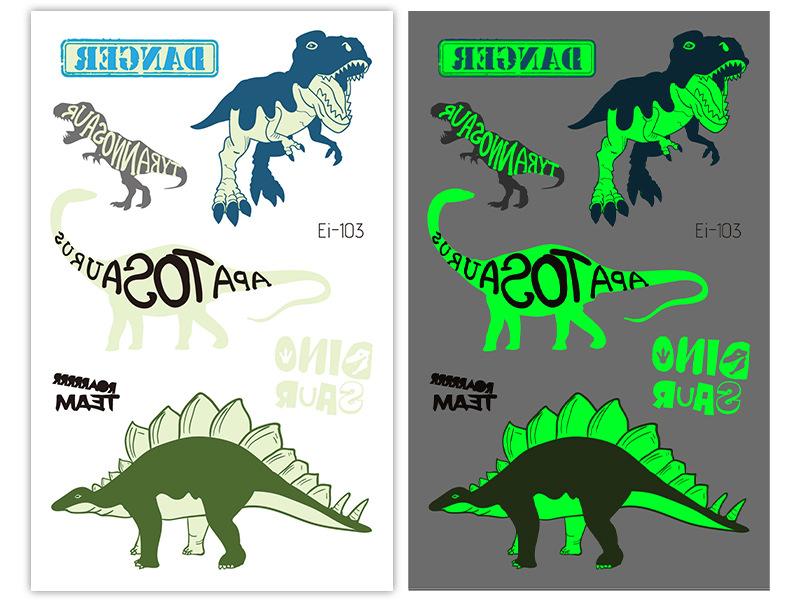 Новые светящиеся наклейки-тату динозавра, детские забавные светящиеся наклейки с героями мультфильмов, наклейки-татуировки