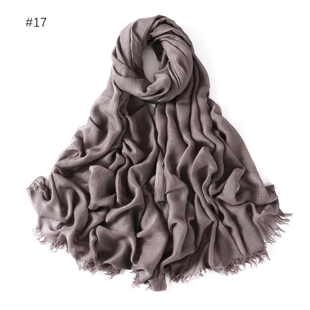 Fashion Muslim Cotton Rayon Modal Hijab For Women Headscarf Long Shawls Islam Hijab Turbans Head Wrap Solid Fringe Scarves