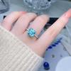 Xiancan 2022 Aquamarine & Simulated Diamond Ring In 925 Silver