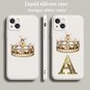 Роскошный Цветной Чехол Для Телефона Для iPhone 15 14 13 12 mini 11 Pro Max XS X XR SE 7 8 Plus Бежевый Чехол Алмазная Корона Буква 26 Букв