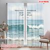2pcs 2D Flat Printing Curtain Ocean Waves Bible Verse 100% Polyester Fabric Without Electricity All Season Party & Holiday Decor