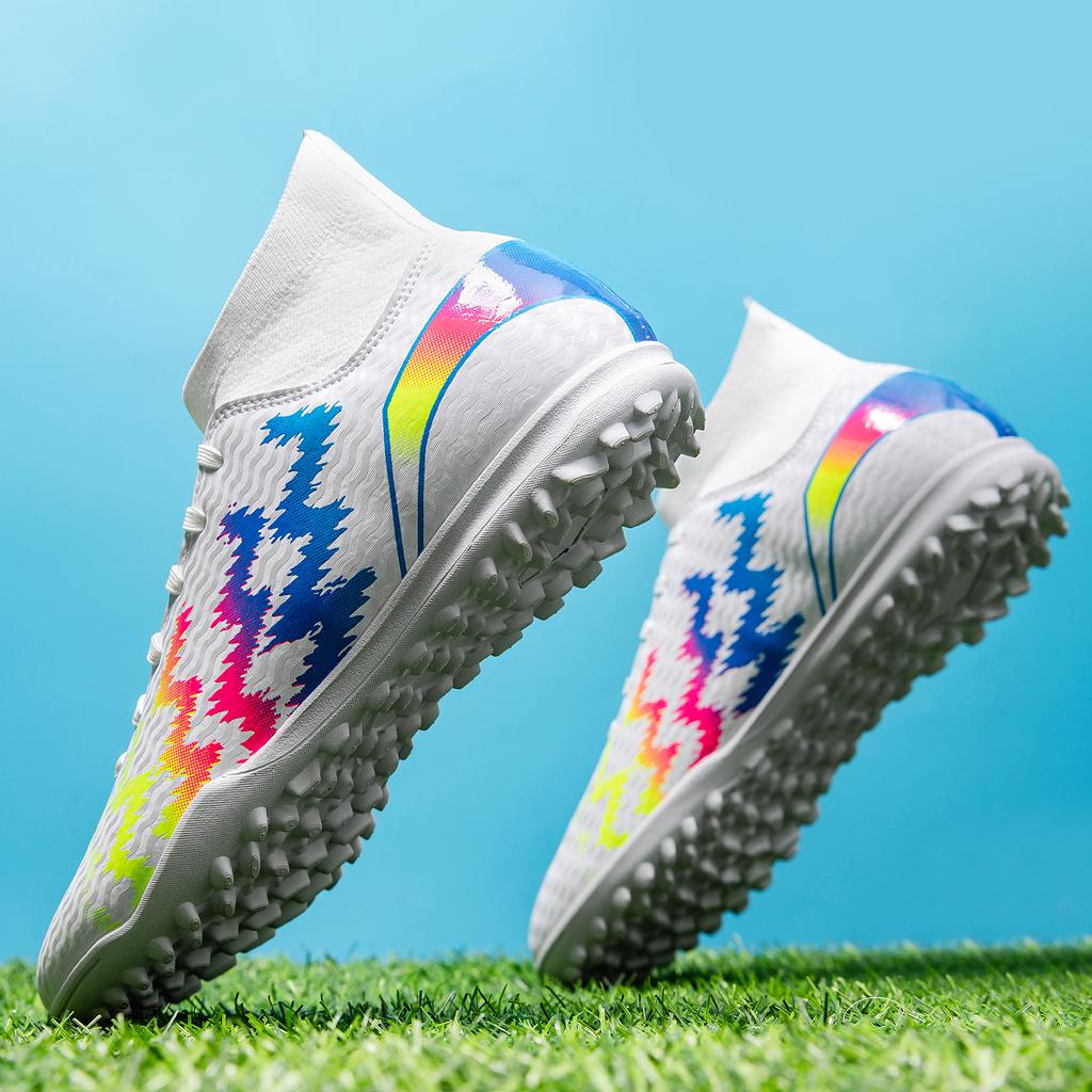 Men's Soccer Shoes TF/FG Non-Slip Turf Soccer Cleats Trend Design Shoes Comfortable High Top Sneaker High Quality Football Boots