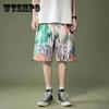 Мужские летние тонкие шорты с принтом Свободная верхняя одежда Повседневные брюки с пятью точками Спортивные быстросохнущие впитывающие пот дышащие пляжные брюки