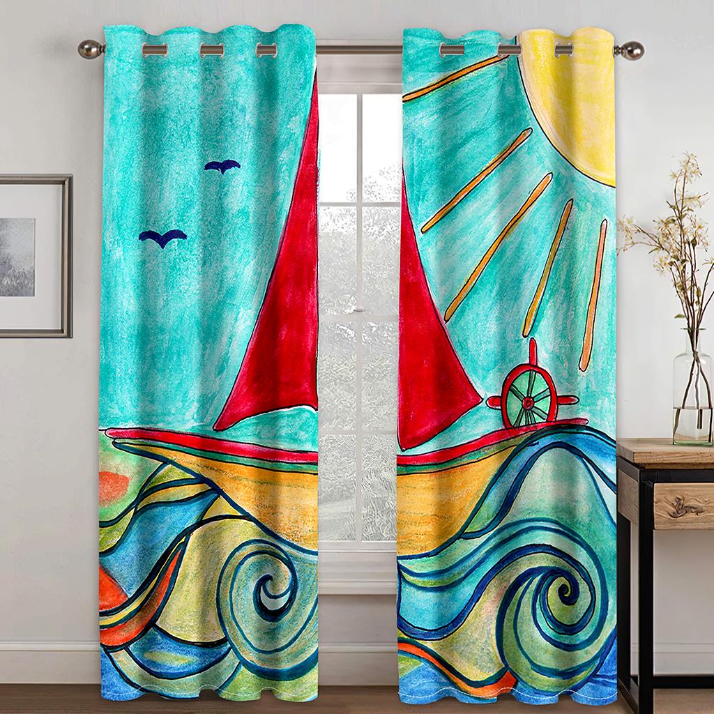 Floral Butterfly Print Drapes Grommet Curtains for Bedroom Living Room Decor with Hooks Rod Pocket