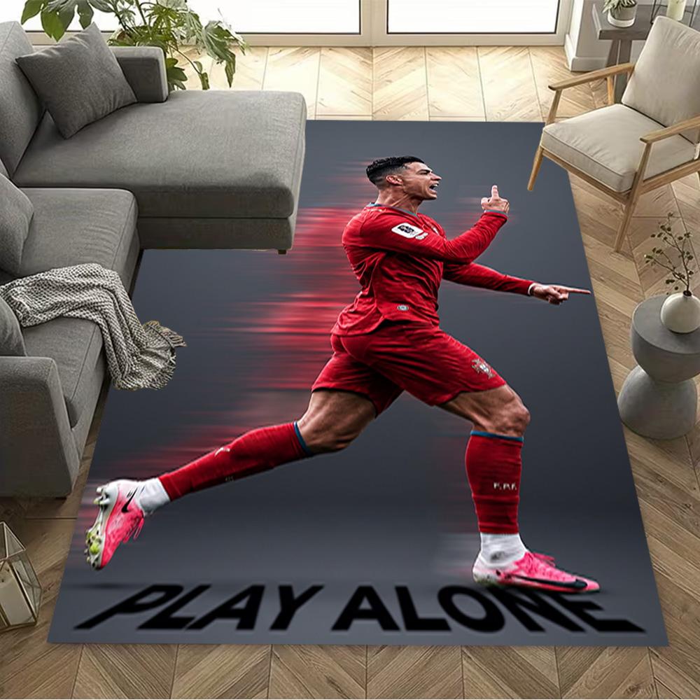 Powerful Football Legend Cr7 Area Rug Perfect for Entryway Kitchen Game Room Balcony Antislip Carpet Anime Office Decor