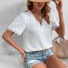 YYFS Женские модные повседневные однотонные блузки и рубашки с v-образным вырезом и короткими рукавами с принтом