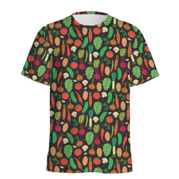 Summer 3D Vegetable Printed Casual Comfortable Fashionable Plus Size T-shirt- Soft Medium Elastic Polyester Fiber Fabric Summer Loose Casual Wear