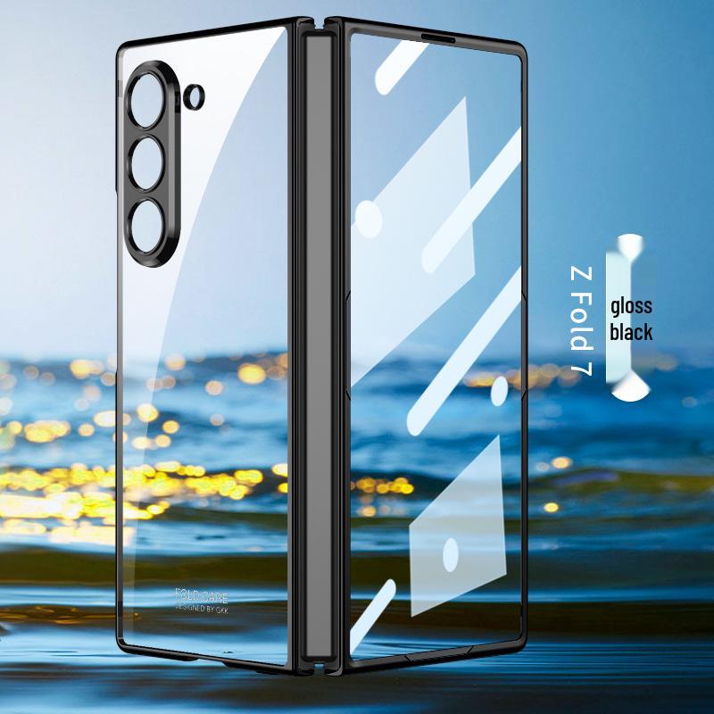 Прозрачный гальванизированный чехол Samsung Z Fold 7 с современным геометрическим дизайном