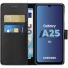 Coque pour Samsung Galaxy A25 5G - Portefeuille Noir Rabat Clapet Aimanté Rangement Cartes Phonillico®
