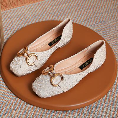 Весенне-осенние новые туфли без шнуровки с квадратным носком на плоской подошве в горошек, женские одинарные туфли из мягкой кожи с мягкой подошвой