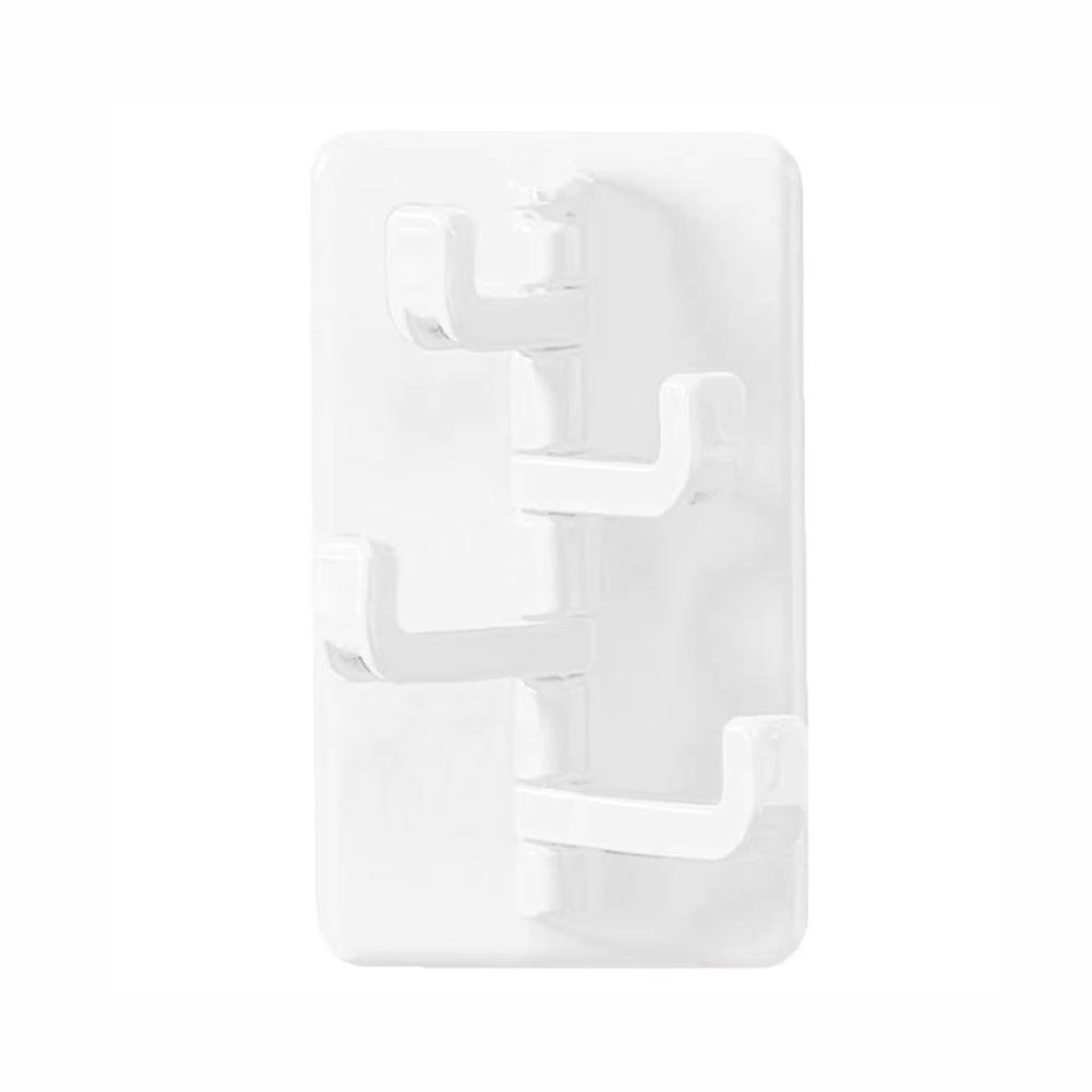 4 in 1 Rotation Creative Plastic Hook Self -stick Storage Shelf Household Bathroom Wall -mounted Plastic Hook