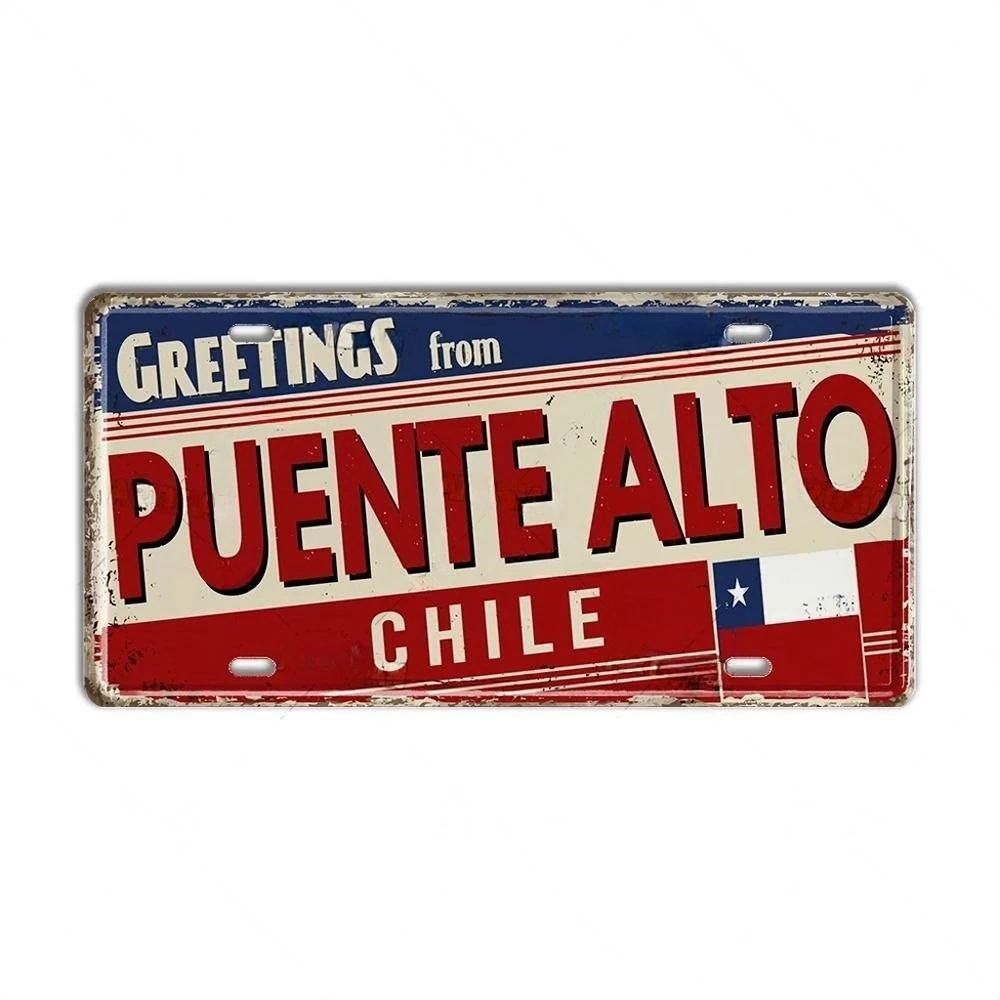 Chile Argentina Ecuador Colombia License Plate Landmark Metal Sign City State Decorative Car Plate Garage Club Bar Wall Decor