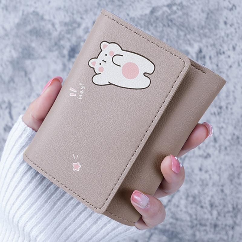 Women Short Cute Small Wallets Student Triple Fold Card Holder Girl Id Bag Card Holder Coin Purse Ladies Wallets Cartoon Bags