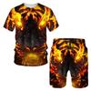 The Tiger 3D Printed T-Shirt/Suit Summer Short Sleeved O-Neck Men's Beach Pants 2 Pcs Set Couple Sportswear Swimming Shorts