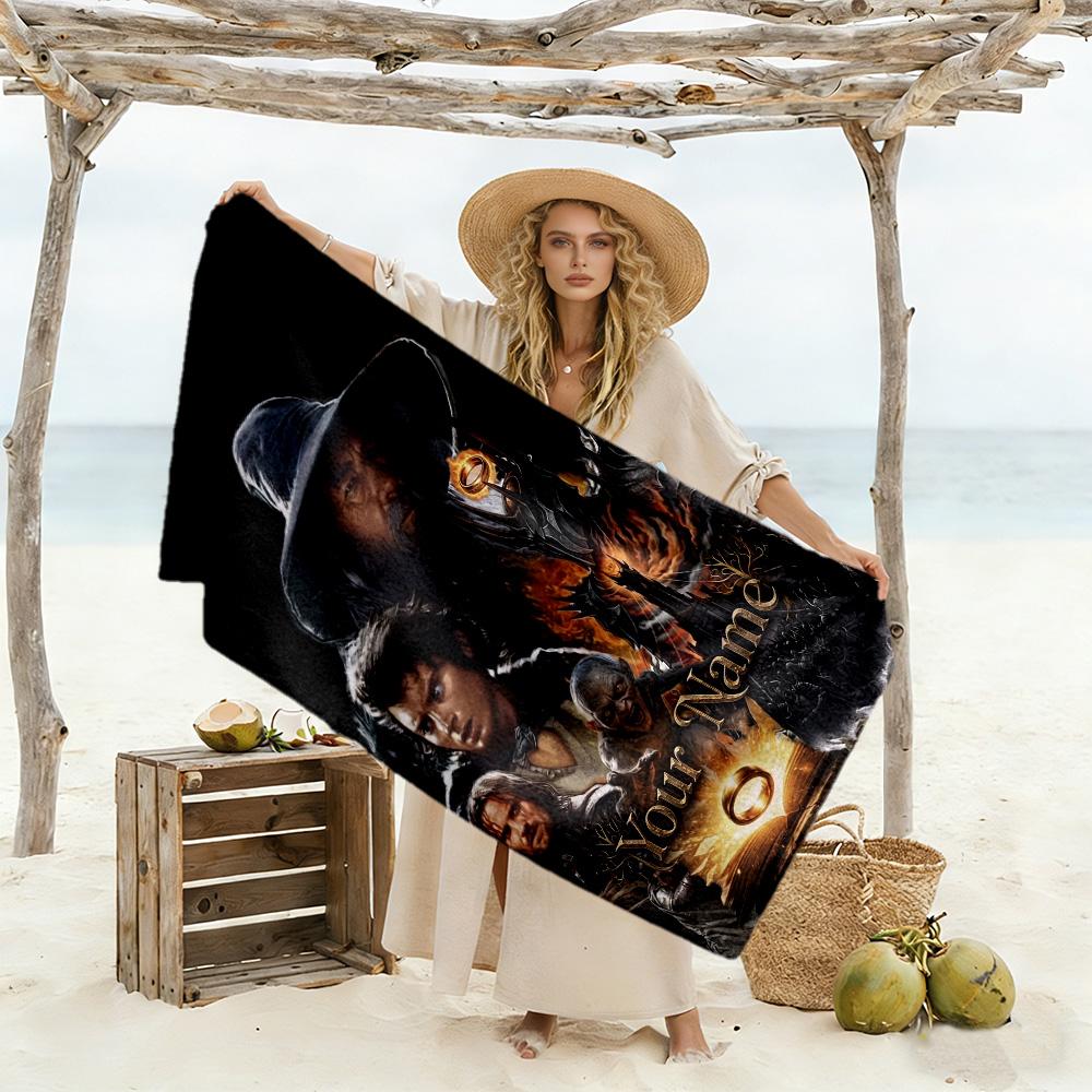 Lord Rings Personalized Text Beach Towel High Absorbency & Quick-Dry Perfect for Traveling Yoga Camping and Swimming