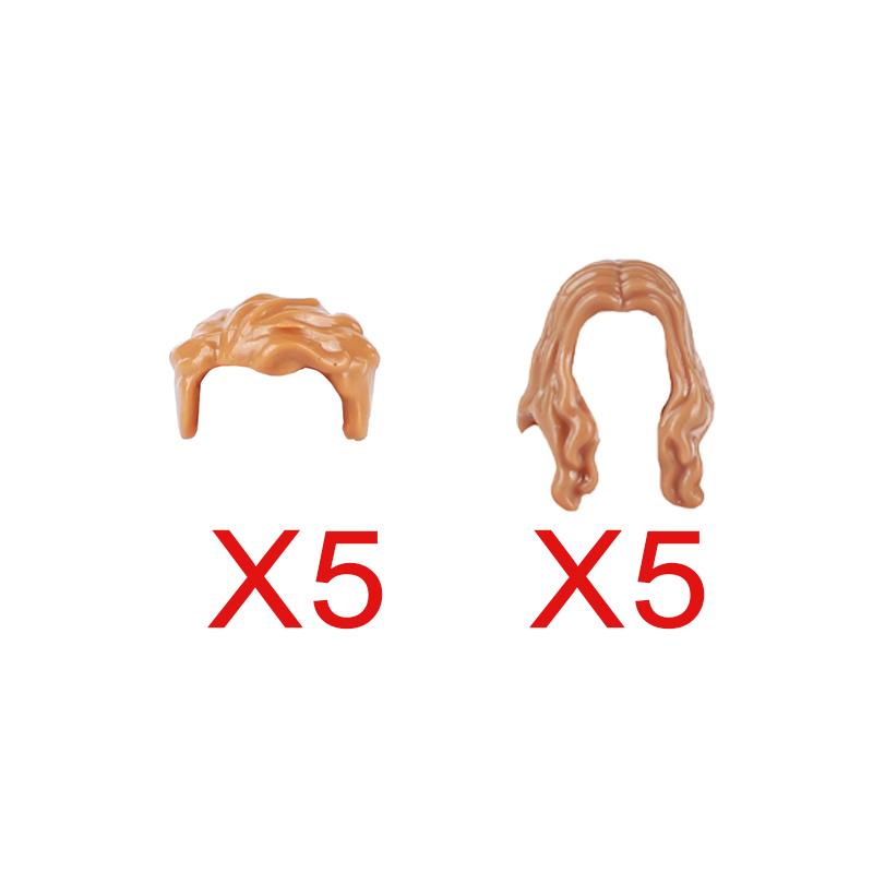 MOC Городские строительные блоки Части тела фигурок Креативные аксессуары Длинные волосы Коричневые Черные Золотые Мини-кирпичики Совместимая игрушка Подарок k030