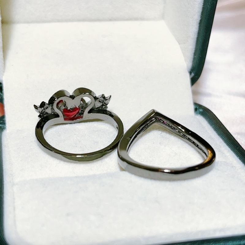 Новое помолвочное кольцо Black Swan Ruby женское кольцо модный комплект из двух предметов