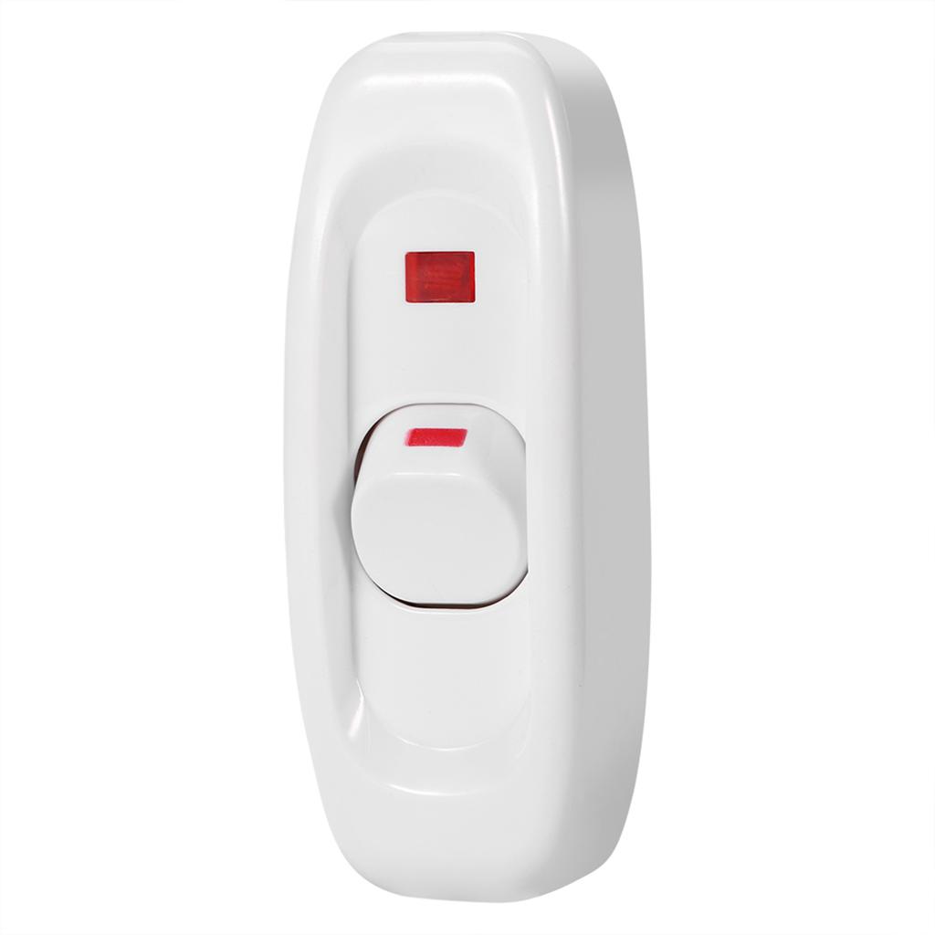 AC 250V 10A Inline ON/OFF Table Desk Lamp Cord Cable Switch with LED Indicator Light White