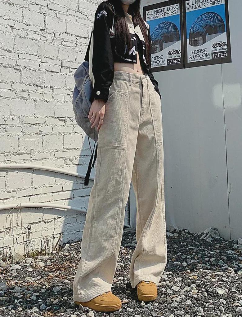 Autumn 2023 Women's Retro High-Waist Wide Leg Corduroy Pants