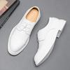 Мода Роскошная Мода Новые Мужские Белые Оксфорды из Лакированной Кожи на Шнуровке Дизайнерская Мужская Формальная Свадебная Обувь для Выпускного Вечера