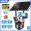 NIBIOK 4K 8MP PIR Solar Camera 4G Sim Dual Screens Outdoor WiFi Solar Battery CCTV IP Camara Alarm Humanoid Tracking V380 Pro