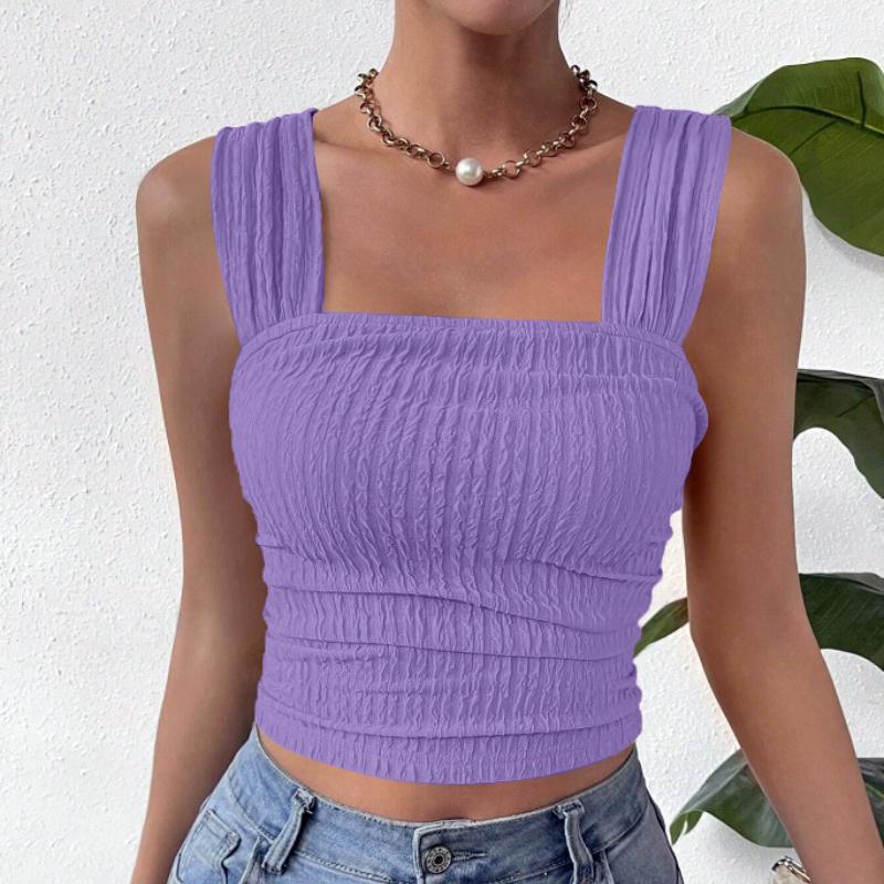 Летняя мода базовый безрукавный укороченный топ женский открытый пупок квадратный воротник однотонный сексуальный бретели рубашки женские элегантные облегающие повседневные женские блузки 26606