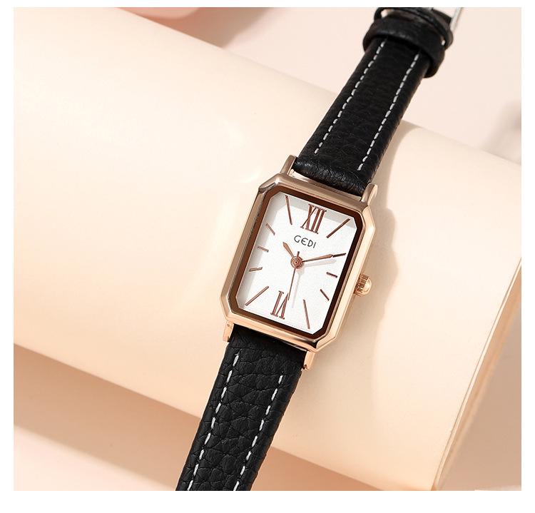 Минималистичные прямоугольные женские часы Gedi – Кварцевые в стиле ретро для студентов