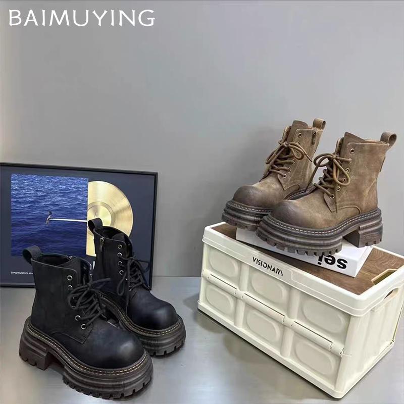 Женские ботильоны на платформе, массивные, на шнуровке, на среднем каблуке, модные туфли 2025 года, классические готические гладиаторы, зимние мотоциклетные ботинки Botas De Mujer