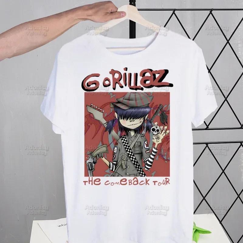 Gorillaz Современная Музыкальная Группа Мультяшная Унисекс Футболка Милый Принт Рубашка Унисекс Мода Харадзюку Кавайи Футболка Женская Одежда Y2K