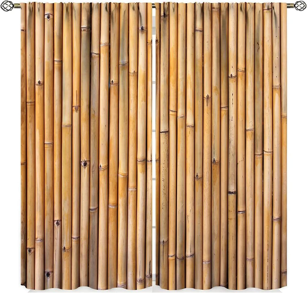 3D Digital Printing Polyester Fabric Bamboo Panda Curtains for Living Room 2 Panels Bedroom Window Curtains Free Shipping