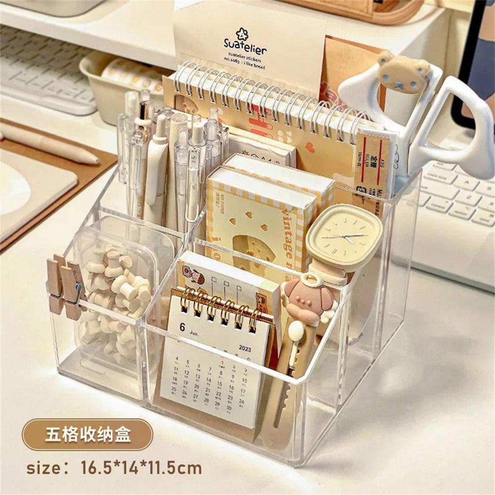 Многофункциональный настольный держатель для ручек Прозрачный органайзер для канцелярских товаров Органайзер для косметики