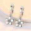925 Sterling Silver Sweet Cherry Blossom Shape Dangle Earring With Pink Zircon Embellished Ear Jewelry For Women S -E451