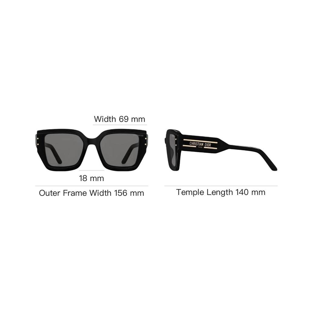 Dior Embedded Design Square Sunglasses Unisex sunglasses Black SGTS14IXR_10A0