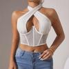 Жилет Cross-Border Mesh Lace-Up Halter Neck Backless с поддержкой Fishbone