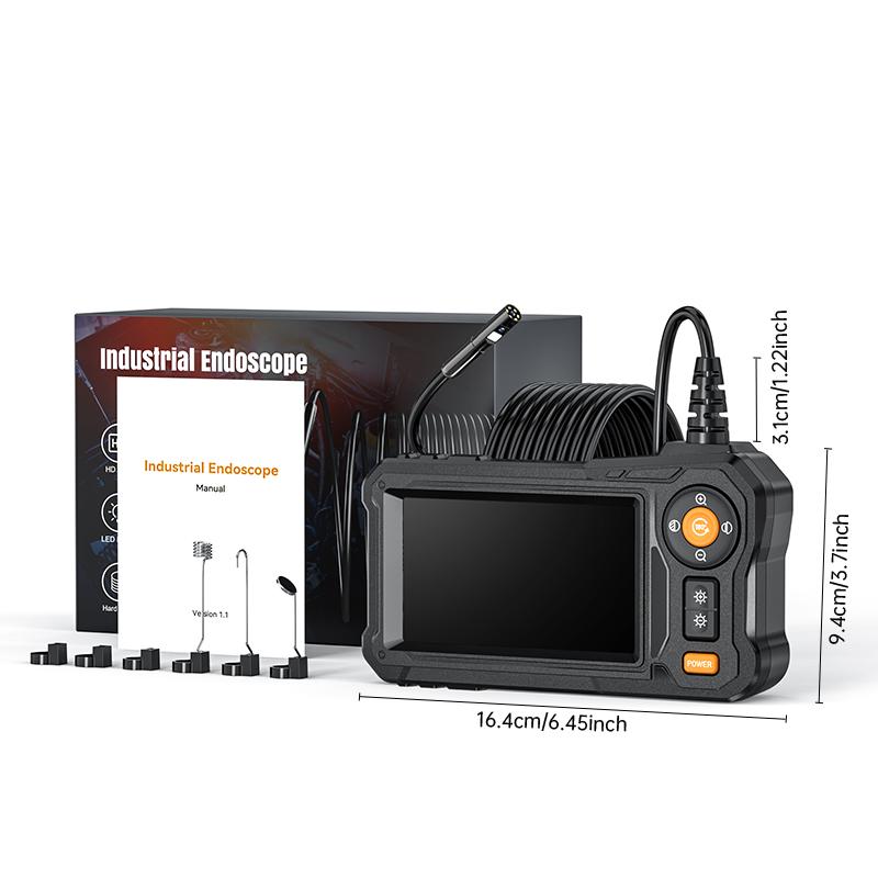 Industrial Endoscope Camera 4.3" IPS Single Dual Lens Car Inspection Borescope Sewer Camera IP67 Waterproof Snake Camera 8 LEDS