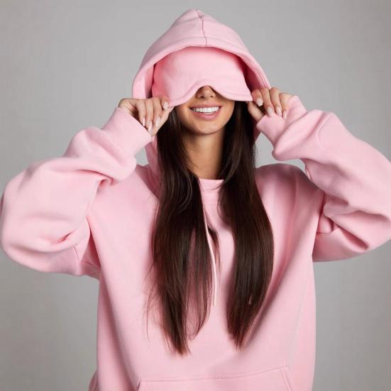 2Pcs/Set Airplane Mode Travel Hoodie Pullover Hoodie with Built-in Eye