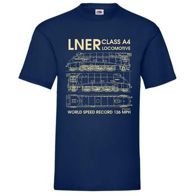 LNER Class A4 Locomotive Train T-Shirt Men's Blueprints Birthday Gift Size S-5XL Unisex T-Shirt
