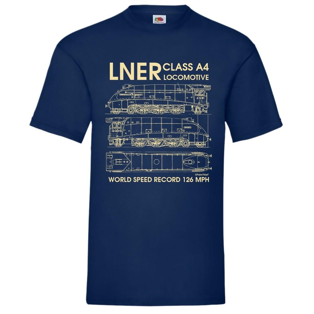 LNER Class A4 Locomotive Train T-Shirt Men's Blueprints Birthday Gift Size S-5XL Unisex T-Shirt