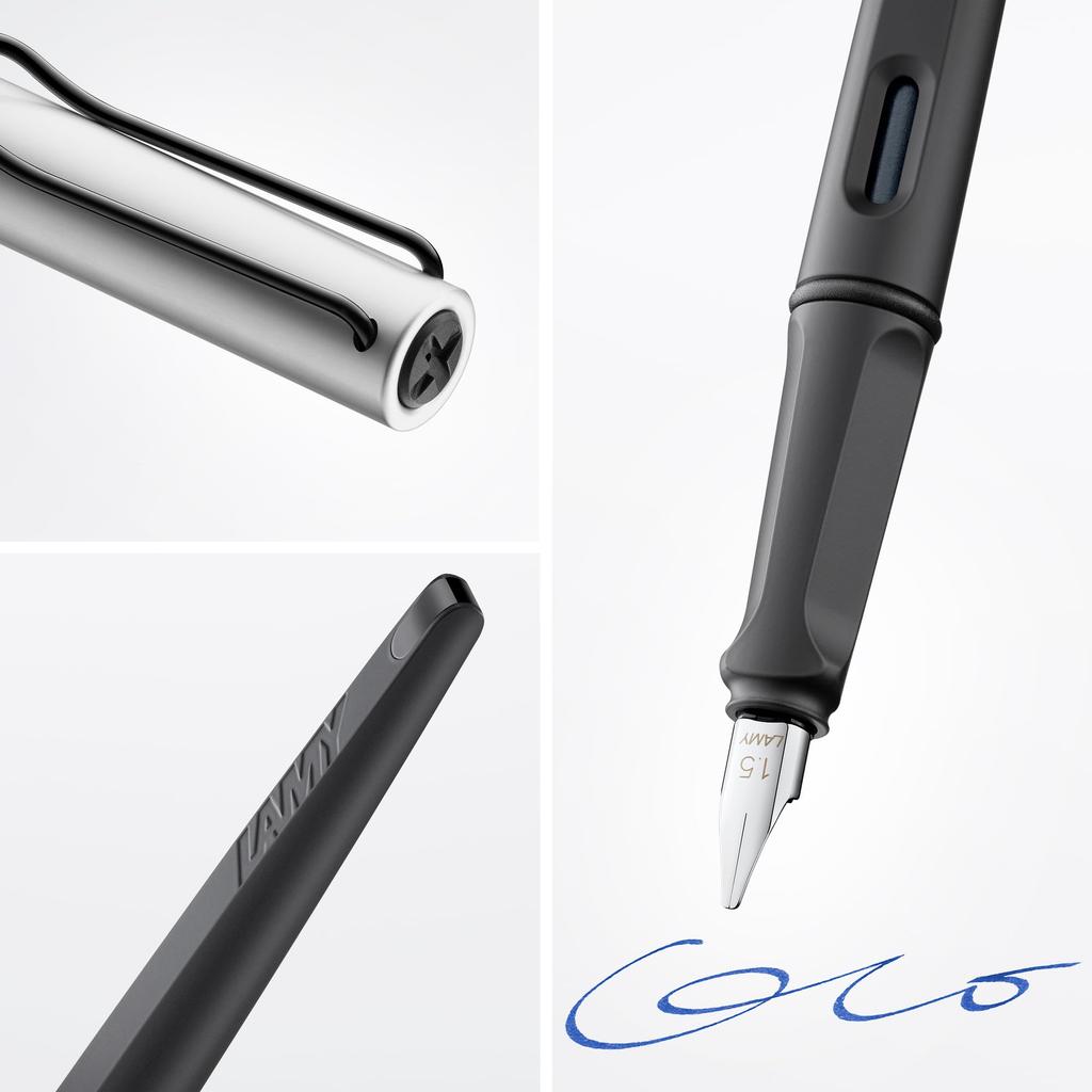 Lamy Перьевая ручка Joy AL Эргономичная ручка и полированная сталь Ширина линии Ленточный наконечник Каллиграфическая перьевая ручка Включает картридж с синими чернилами LAMY T10 - Наконечник,