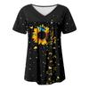 Women's Casual V-Neck Short Sleeve Chest Ruffle Printed Top