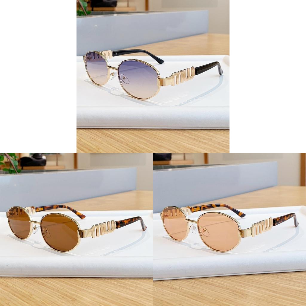 Vintage Retro Elliptical Metal Sunglasses With Uv400 Protection For Street Fashion And Outdoor Activities