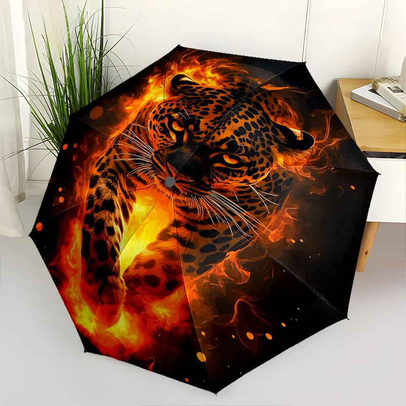 Flaming Leopard- Automatic Umbrella,Suitable for Men and Women,Suitable for Birthdays, Christmas, Gifts for Fashion Lovers0920b