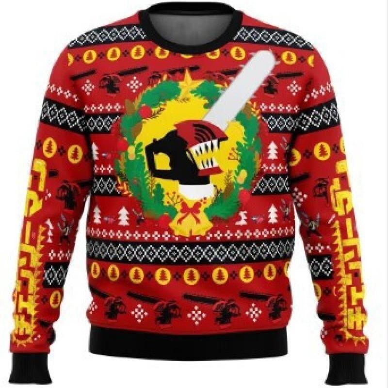 Осень-зима 3D Рождество Аниме принт Повседневный мужской свободный безголовый круглый вырез толстовка пуловеры и длинные рукава